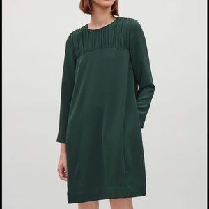 COS Trapeze Long Sleeve Knee Length Dress Size 6 Dark Green